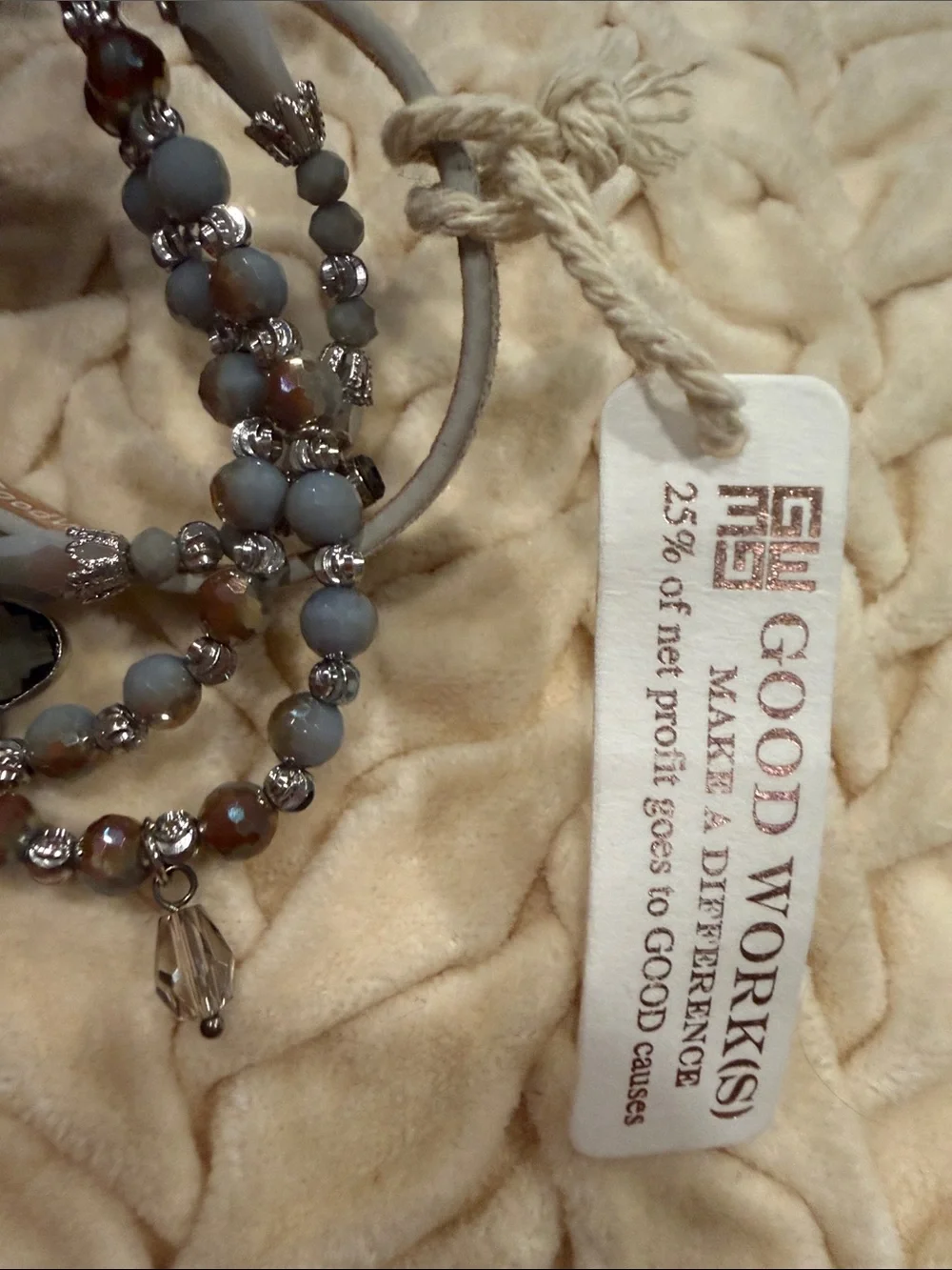 Good Works Gray Multi-Strand Beaded Bracelet with Silver Accent Clasp